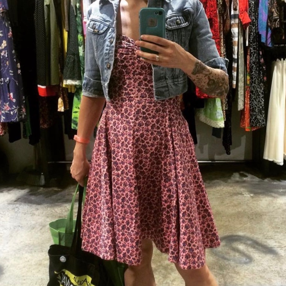 Betsey Johnson tiny calico floral lace-up dress